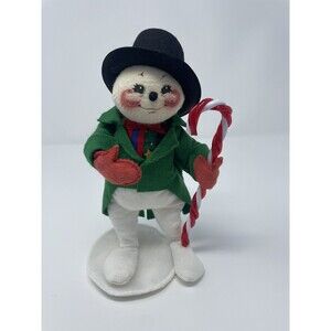 Annalee Mobilitee Snowman Holding Candy Cane 9" Tall Posable Hard To Find